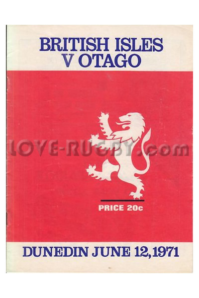 1971 Otago v British Isles  Rugby Programme